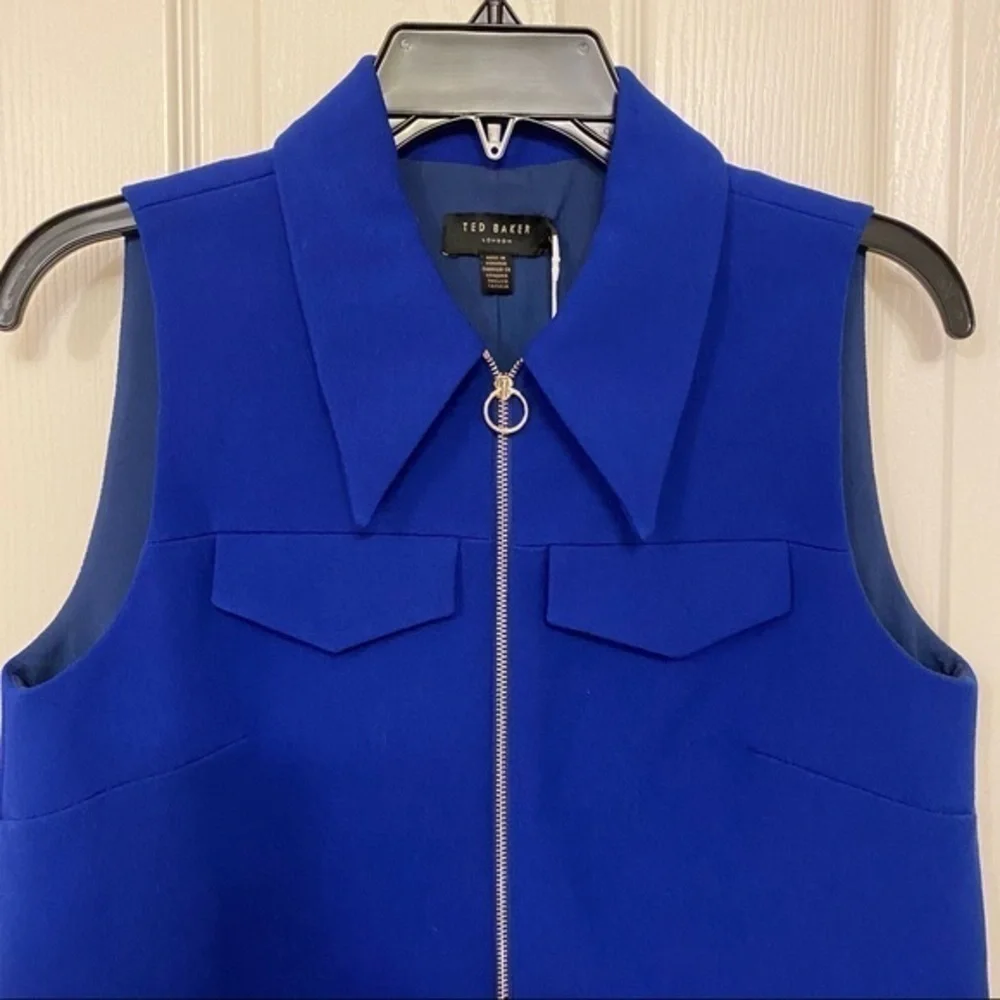 TED BAKER LONDON 60s A-Line Shift Minidress in Blue Size US 0-2 / Ted Size 1 - Picture 4 of 11